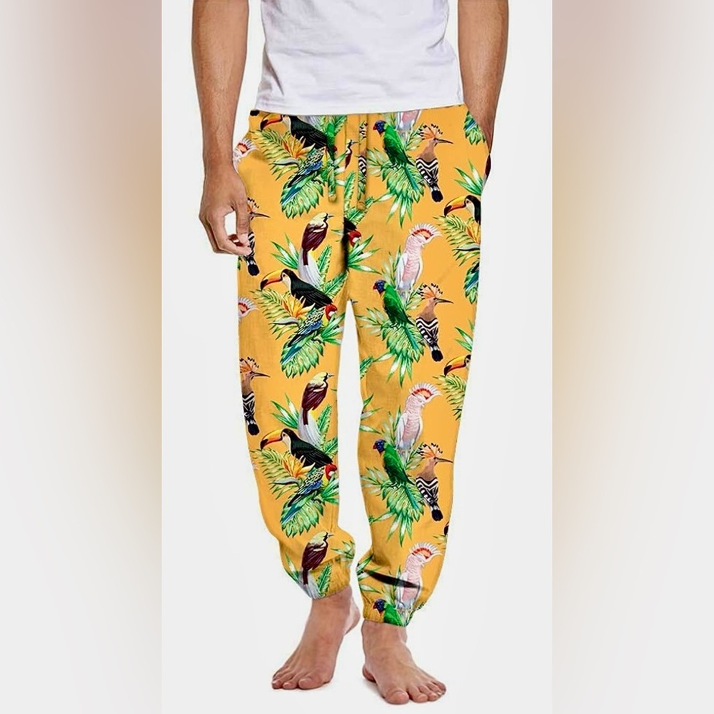 MAD Engine Gold Parrot Unisex Lounge Pants Size XL NWT